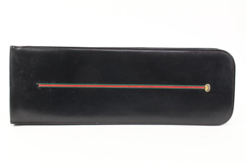 Gucci Vintage Black Leather Web Tie Case s29g39