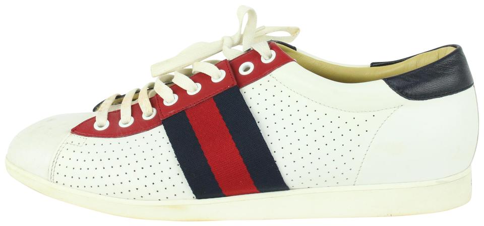 Gucci 192713 Men's US 10 Perforated LEather Web Sneaker 167ggs712 Gucci 192713 Men's US 10 Perforated LEather Web Sneaker 167ggs712