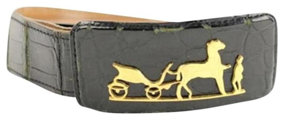 Hermès Crocodile Carriage Belt Black 106HERA823 Hermès Crocodile Carriage Belt Black 106HERA823