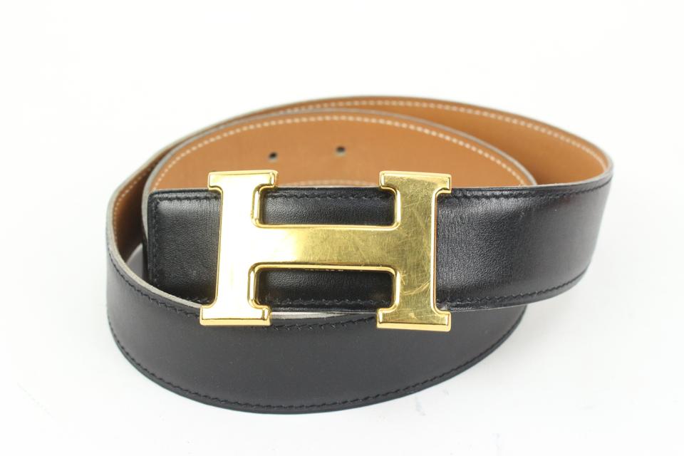 Hermès Black x Brown x Gold 32mm Reversible H Logo Belt Kit s331h52 Hermès Black x Brown x Gold 32mm Reversible H Logo Belt Kit s331h52