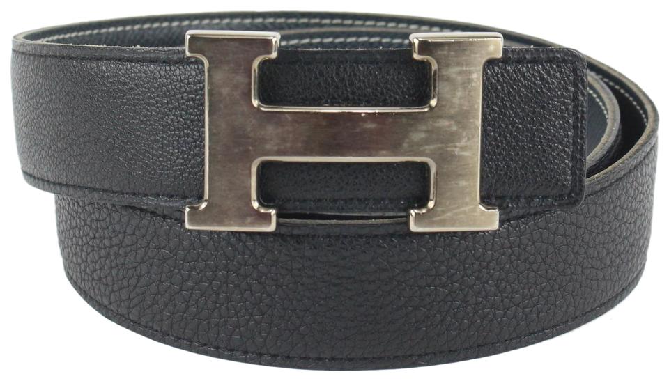 Hermès 32mm Reversible H Logo Belt Kit Matte Silver Black x Navy Blue 114h47 Hermès 32mm Reversible H Logo Belt Kit Matte Silver Black x Navy Blue 114h47