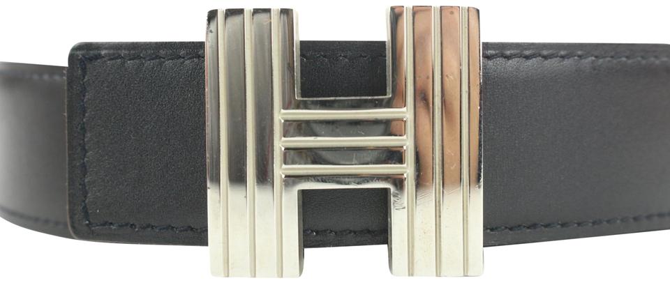 Hermès Black x Silver Reversible H Logo Cadena Belt Kit 852633 Hermès Black x Silver Reversible H Logo Cadena Belt Kit 852633