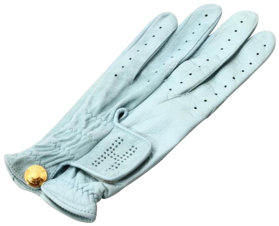 Hermès Sky Blue Leather Golf Driving Glove Size 7 861924 Hermès Sky Blue Leather Golf Driving Glove Size 7 861924