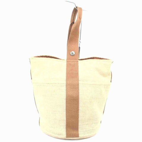 Hermes  Bicolor Toile Saxo MM Bucket Tote  861254