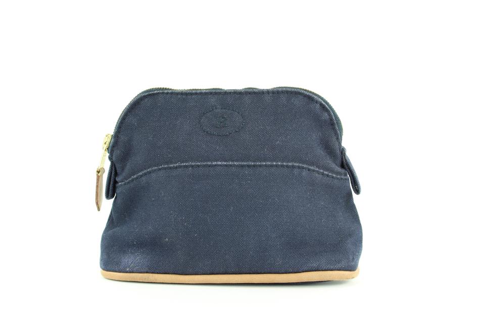 Hermès Navy Toile Bolide Cosmetic Pouch Make Up Case 1her1111 Hermès Navy Toile Bolide Cosmetic Pouch Make Up Case 1her1111