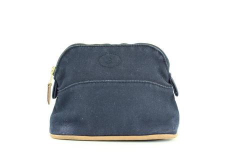 Hermès Navy Toile Bolide Cosmetic Pouch Make Up Case 1her1111