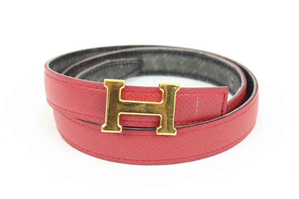 Hermès 18mm Gold x Black x Red Reversible H Logo Thin Belt Kit 25h321s Hermès 18mm Gold x Black x Red Reversible H Logo Thin Belt Kit 25h321s