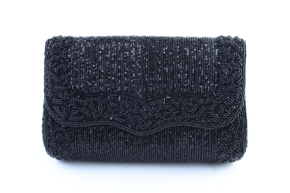 La Regale Black Beaded Sequin Embroidery Crossbody 2way Evening Bag Clutch 1m77 La Regale Black Beaded Sequin Embroidery Crossbody 2way Evening Bag Clutch 1m77