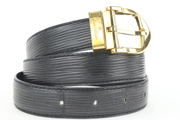 Louis Vuitton Black Leather/Grey Snakeskin LV Belt Size 85/34 - Yoogi's  Closet
