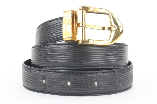 Louis Vuitton Black Epi Leather Ceinture Belt White gold Metal ref.315935 -  Joli Closet