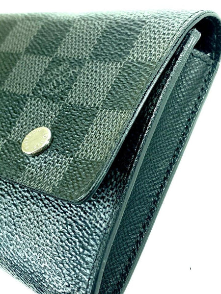 Louis Vuitton Portefeuille Bifold Long Wallet in Damier Graphite and  Leather