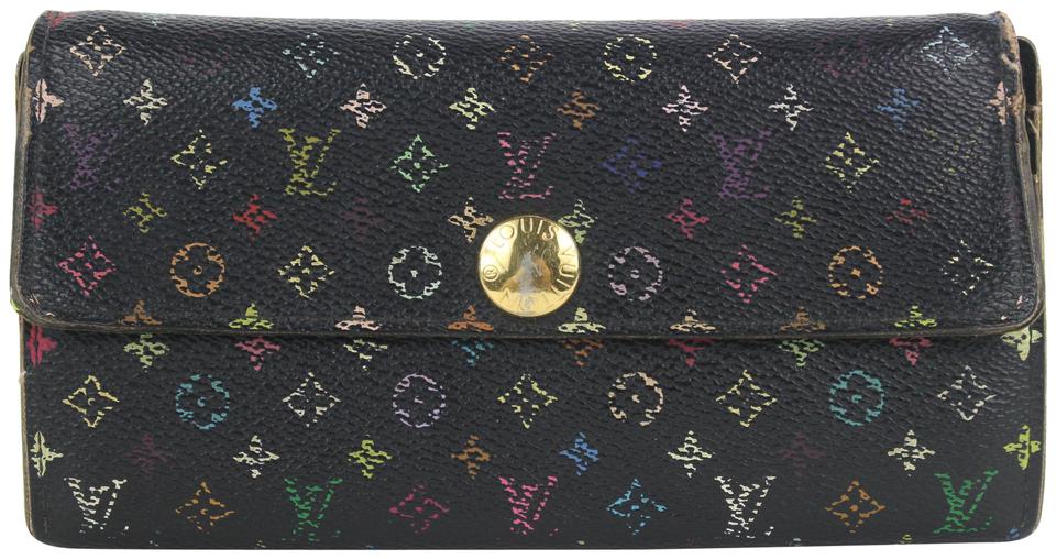Louis Vuitton Black Multicolor Sarah Long Wallet 16lvs18 Louis Vuitton Black Multicolor Sarah Long Wallet 16lvs18
