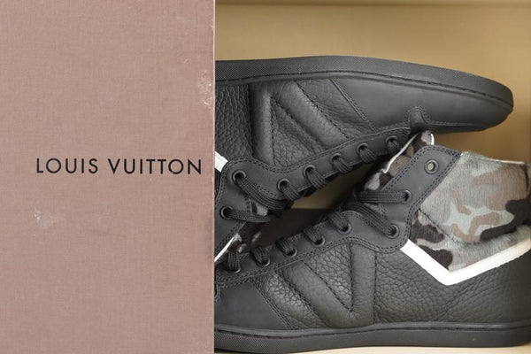 Louis Vuitton Black Leather and Monogram Canvas Trainers Sneakers