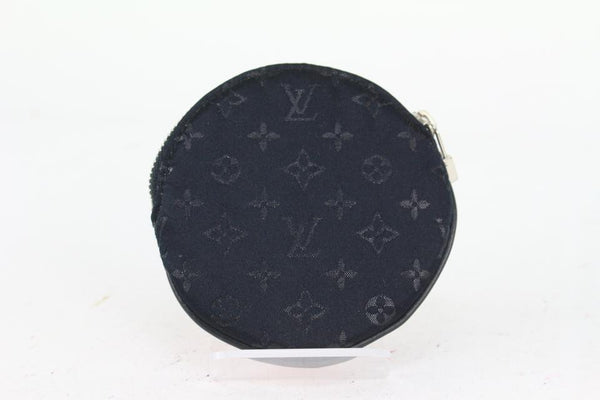 Louis Vuitton Black Satin Monogram Conte de Fees Apple Round Coin Purse  863352 For Sale at 1stDibs
