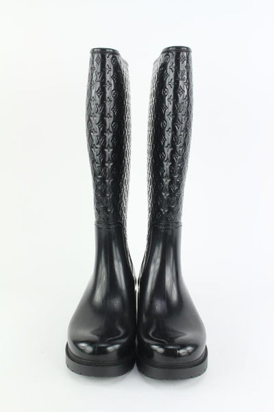 Louis Vuitton Women Black Rubber Rainboots Tall Wellington Boots 37 –  STYLISHTOP