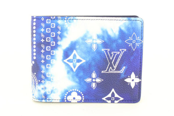 Louis Vuitton Coin Card Holder Bandana Monogram Blue in Calfskin Leather -  US