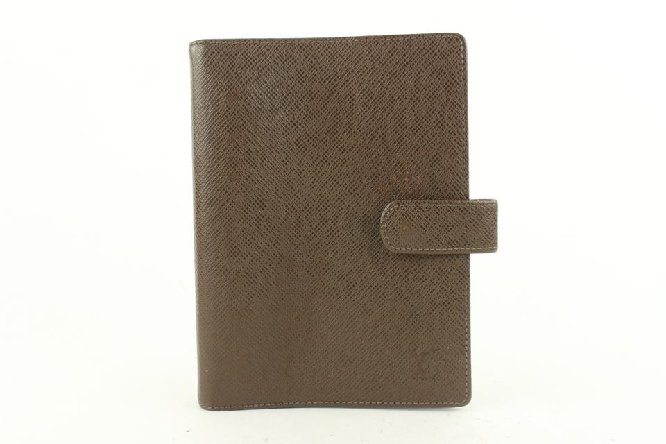 Louis Vuitton Brown Taiga Leather Small Ring Agenda PM Diary Cover 651lvs617 Louis Vuitton Brown Taiga Leather Small Ring Agenda PM Diary Cover 651lvs617