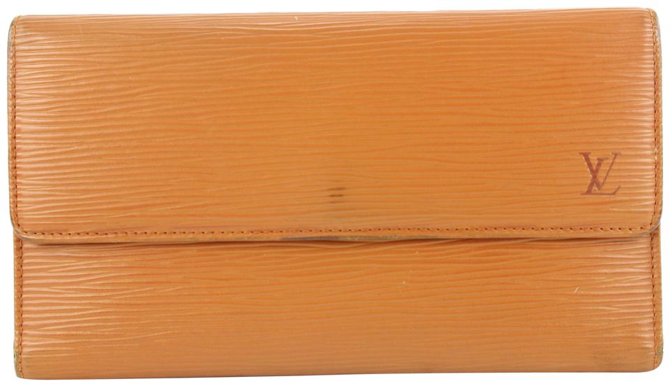 Louis Vuitton Brown Epi Leather Porte Tresor Trifold Long Wallet 720lvs622 Louis Vuitton Brown Epi Leather Porte Tresor Trifold Long Wallet 720lvs622