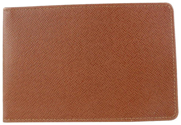 Louis Vuitton Brown Taiga Leather Card Holder ID Wallet case 346lvs520