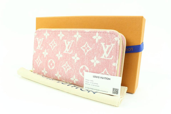 LOUIS VUITTON Zippy Wallet Round Long M81182 leather Monogram Denim Pink used  LV