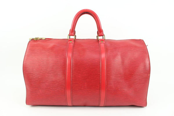 LOUIS VUITTON Epi Leather Red Keepall 45 Boston Bag