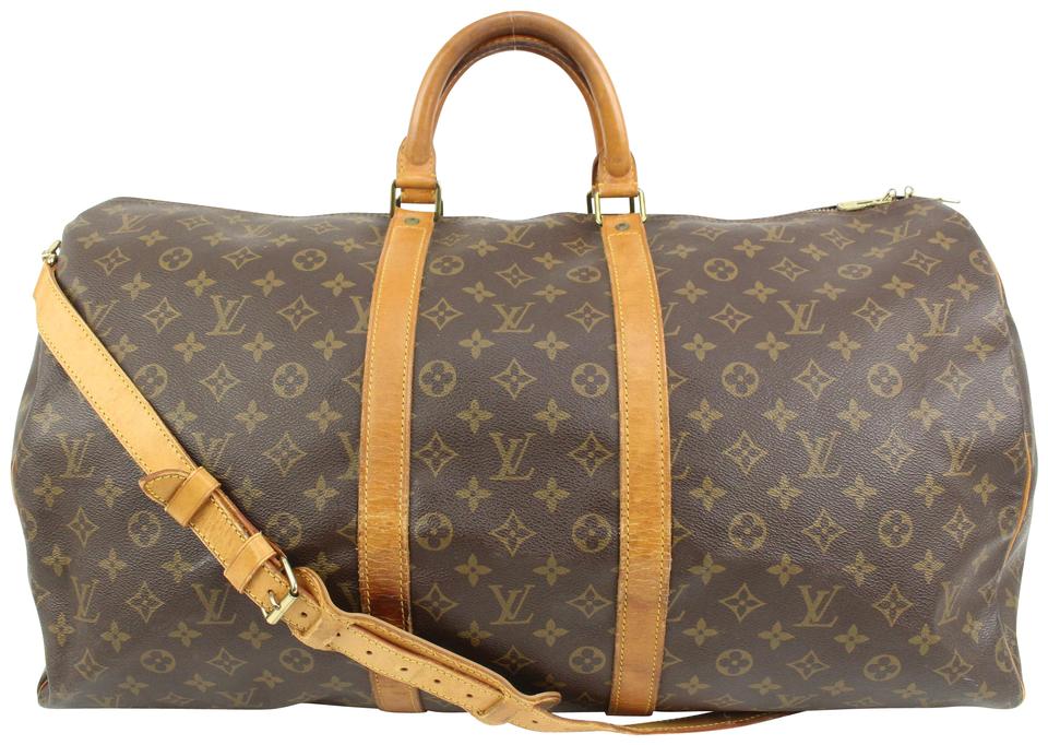 Louis Vuitton Monogram Keepall Bandouliere 55 Duffle Bag with Strap 83lk411s Louis Vuitton Monogram Keepall Bandouliere 55 Duffle Bag with Strap 83lk411s