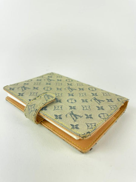 Louis Vuitton Olive Grey Mini Lin Monogram Small Ring Agenda PM Diary Cover 146lv729