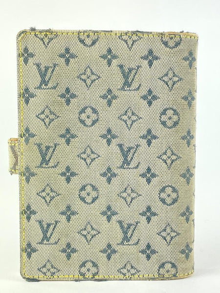 Louis Vuitton Grey x Navy Monogram Mini Lin Small Ring Agenda PM Diary  Cover 693l621