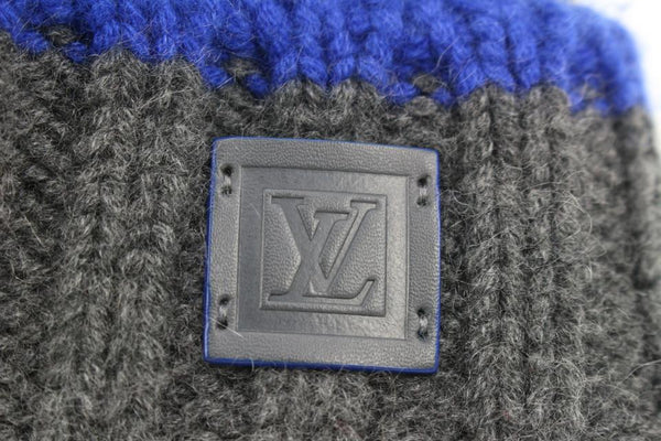 Louis Vuitton Grey x Blue Cable Knit Cashmere Damier Helsinki