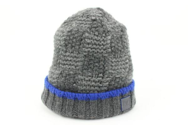 Louis Vuitton Grey x Blue Damier Knit Cashmere Helsinki Beanie Skull Cap Hat  46l For Sale at 1stDibs