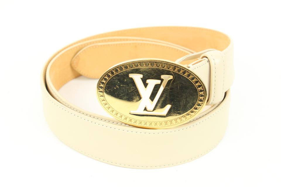 Louis Vuitton 90/36 Ivory x Gold LV Cut Out Initials Belt 71lk328s Louis Vuitton 90/36 Ivory x Gold LV Cut Out Initials Belt 71lk328s