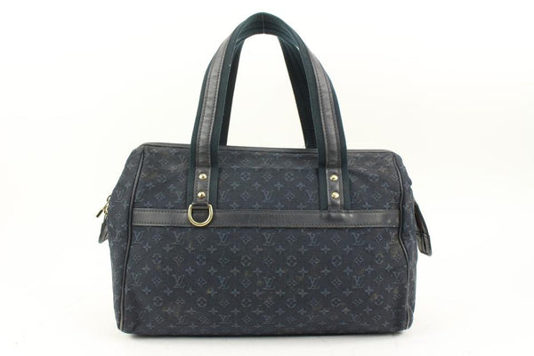 Louis Vuitton Navy Blue Monogram Mini Lin Marie Speedy Boston Bag 862236