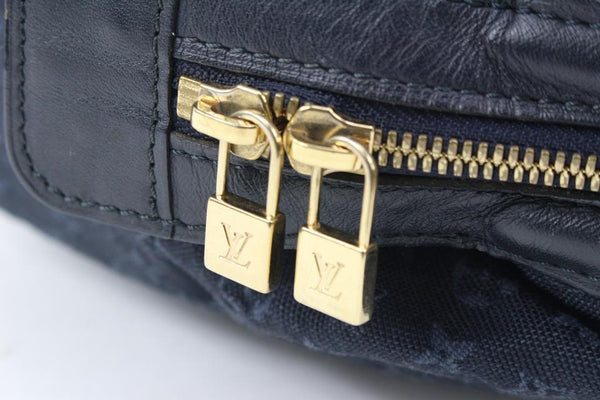 Louis Vuitton Navy Blue Monogram Mini Lin Marie Speedy Boston Bag 862236