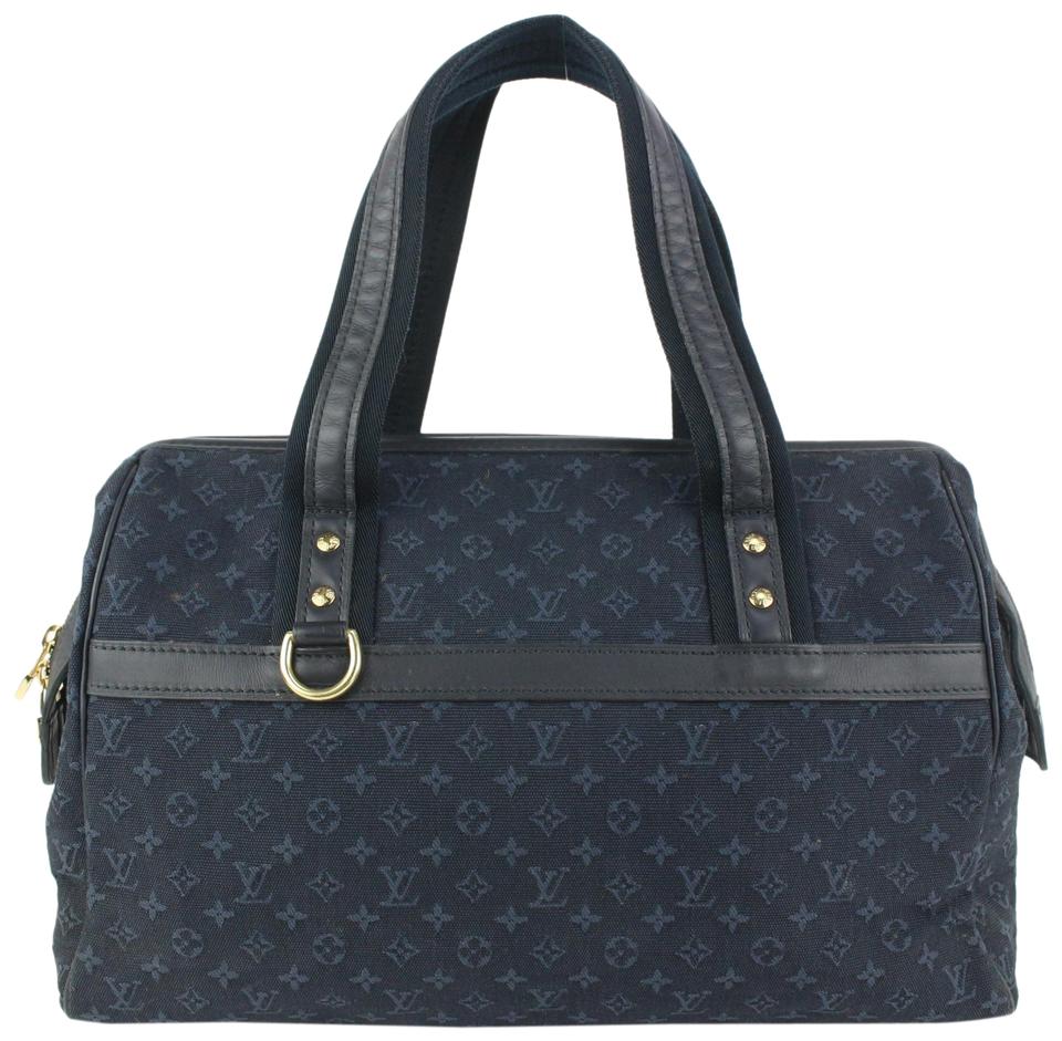 Louis Vuitton Navy Monogram Mini Lin Josephine GM Boston Speedy Bag 910lv4 Louis Vuitton Navy Monogram Mini Lin Josephine GM Boston Speedy Bag 910lv4