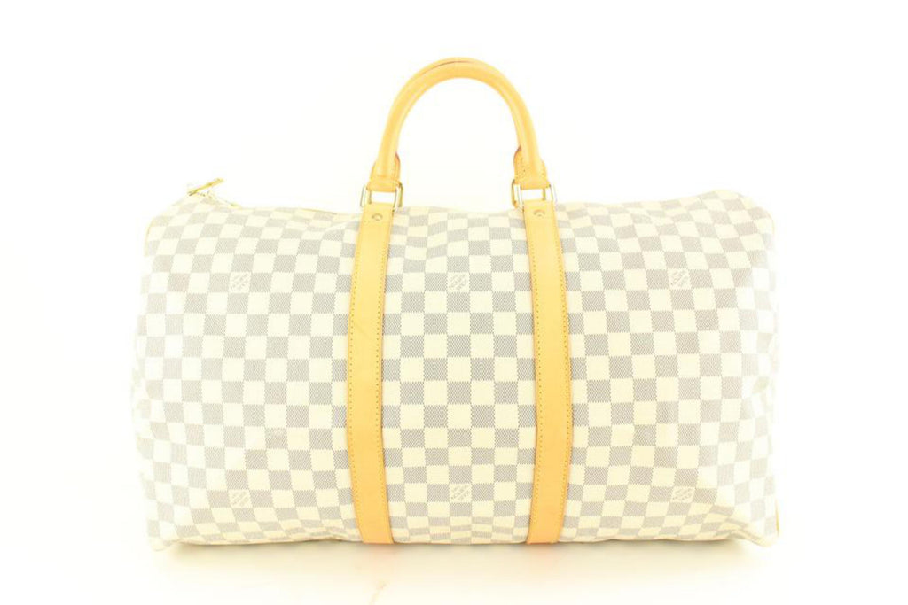 Louis Vuitton Damier Azur Keepall 50 Duffle Bag 15lk616s Louis Vuitton Damier Azur Keepall 50 Duffle Bag 15lk616s