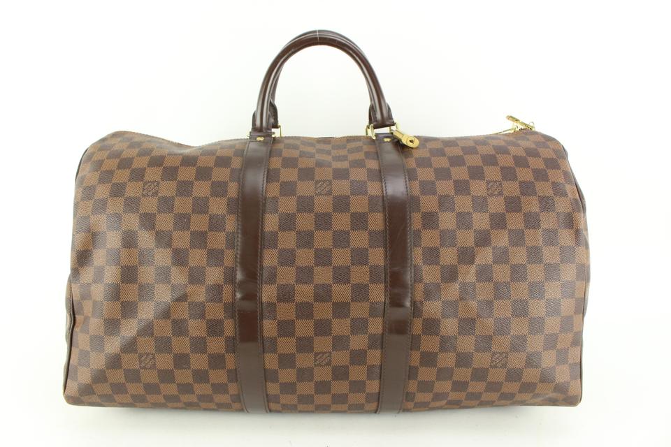 Louis Vuitton Damier Ebene Keepall 50 Duffle Bag Upcycle Ready 54lz429s Louis Vuitton Damier Ebene Keepall 50 Duffle Bag Upcycle Ready 54lz429s