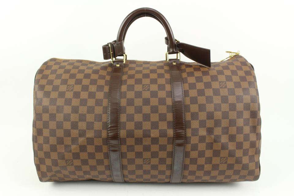 Louis Vuitton Damier Ebene Keepall 50 Boston Duffle Bag 78lz422s Louis Vuitton Damier Ebene Keepall 50 Boston Duffle Bag 78lz422s