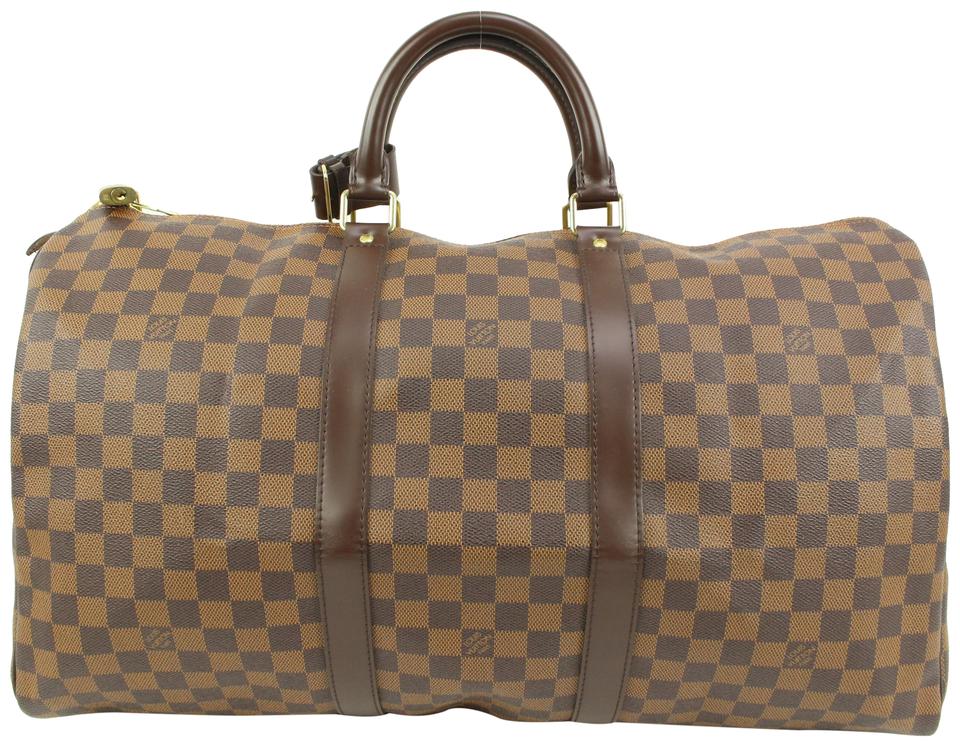 Louis Vuitton Damier Ebene Keepall 50 Duffle Travel Bag 41lk75 Louis Vuitton Damier Ebene Keepall 50 Duffle Travel Bag 41lk75