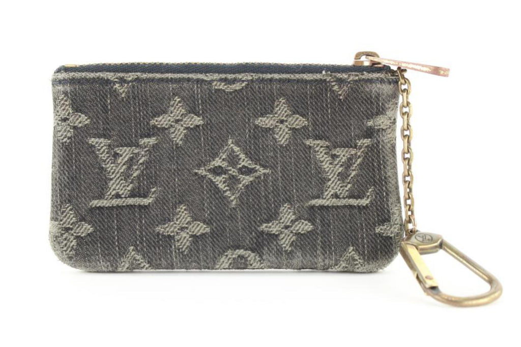 Louis Vuitton Black Monogram Denim Pochette Cles Key Pouch 1LVJ1026 Louis Vuitton Black Monogram Denim Pochette Cles Key Pouch 1LVJ1026