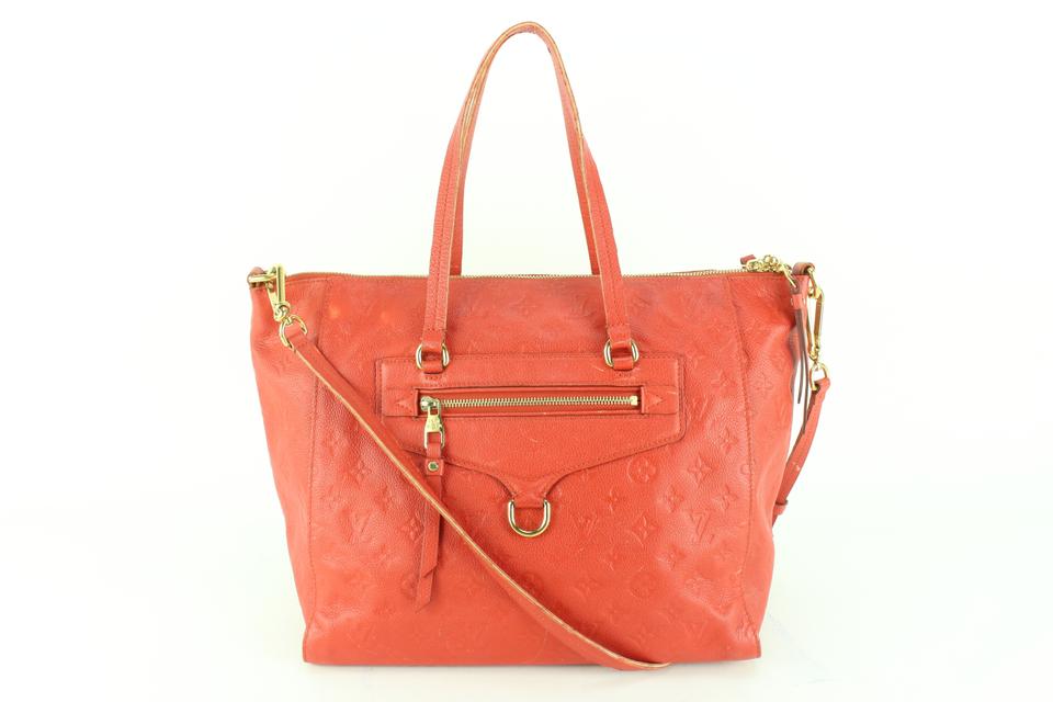 Louis Vuitton Red Leather Monogram Empreinte Lumineuse PM 2way Bag 1lk516s Louis Vuitton Red Leather Monogram Empreinte Lumineuse PM 2way Bag 1lk516s