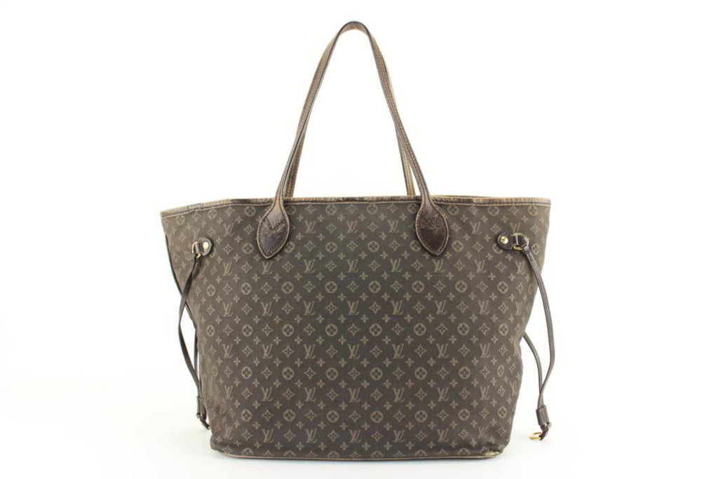 Louis Vuitton Dark Brown Fusain Mini Lin Monogram Idylle Neverfull MM Tote 8lk830s Louis Vuitton Dark Brown Fusain Mini Lin Monogram Idylle Neverfull MM Tote 8lk830s