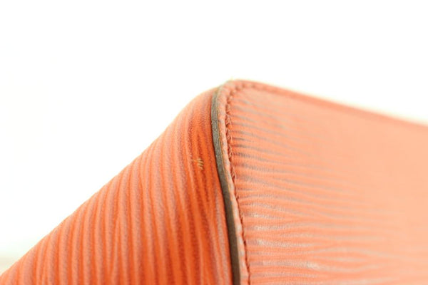 Louis Vuitton Orange Epi Leather Neverfull Pochette Wristlet 860369