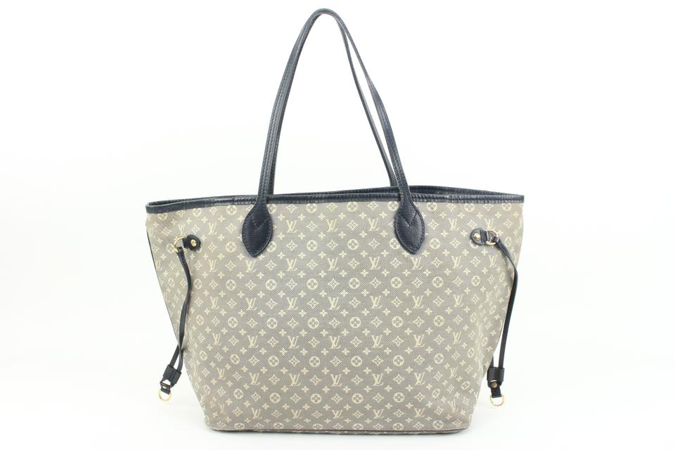 Louis Vuitton Grey x Navy Monogram Mini Lin Neverfull MM Tote Bag 77lk328s Louis Vuitton Grey x Navy Monogram Mini Lin Neverfull MM Tote Bag 77lk328s