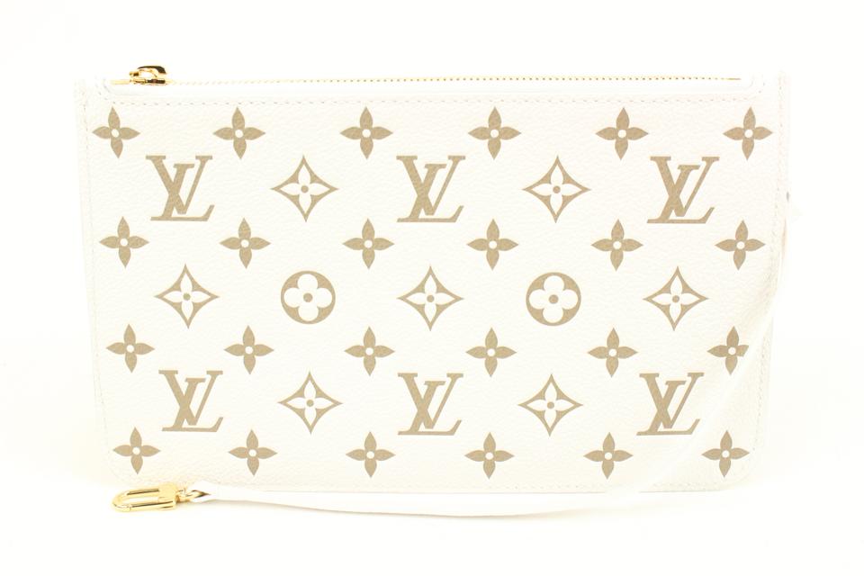 Louis Vuitton Limited Beige Monogram Empreinte Neverfull Pochette MM or GM 46lk32 Louis Vuitton Limited Beige Monogram Empreinte Neverfull Pochette MM or GM 46lk32