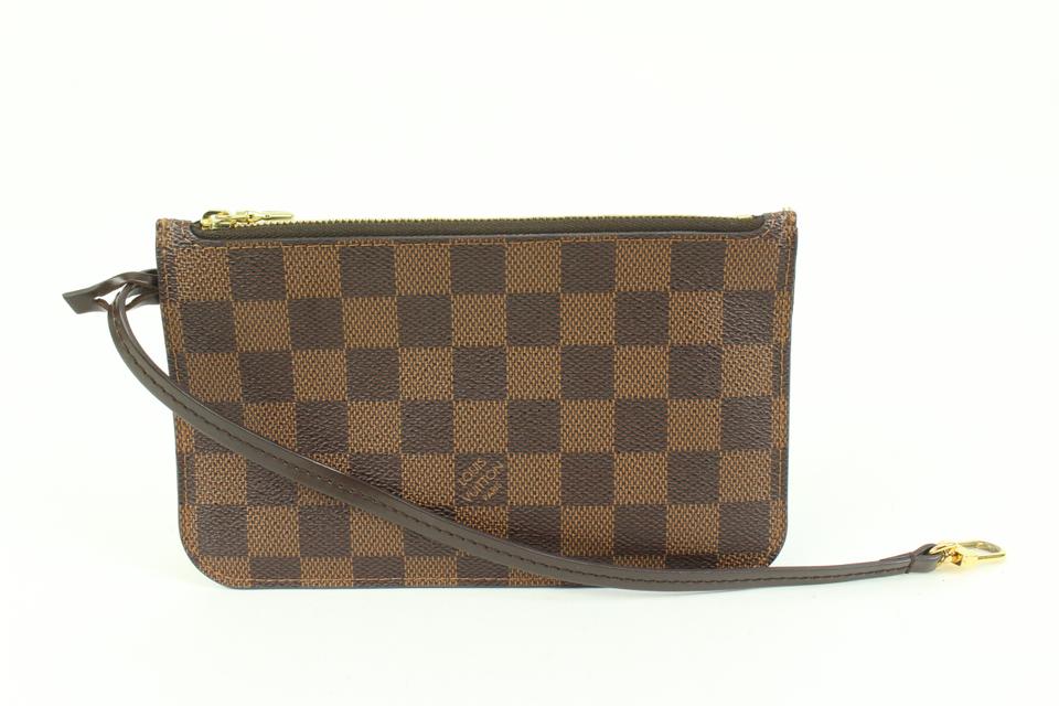 Louis Vuitton Damier Ebene Neverfull Pochette PM Wristlet Pouch 41lk66 Louis Vuitton Damier Ebene Neverfull Pochette PM Wristlet Pouch 41lk66