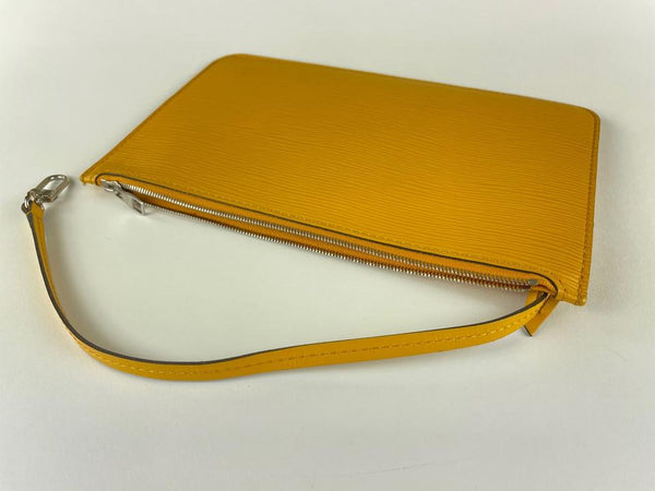 Louis Vuitton Orange Epi Leather Neverfull Pochette Wristlet 860369