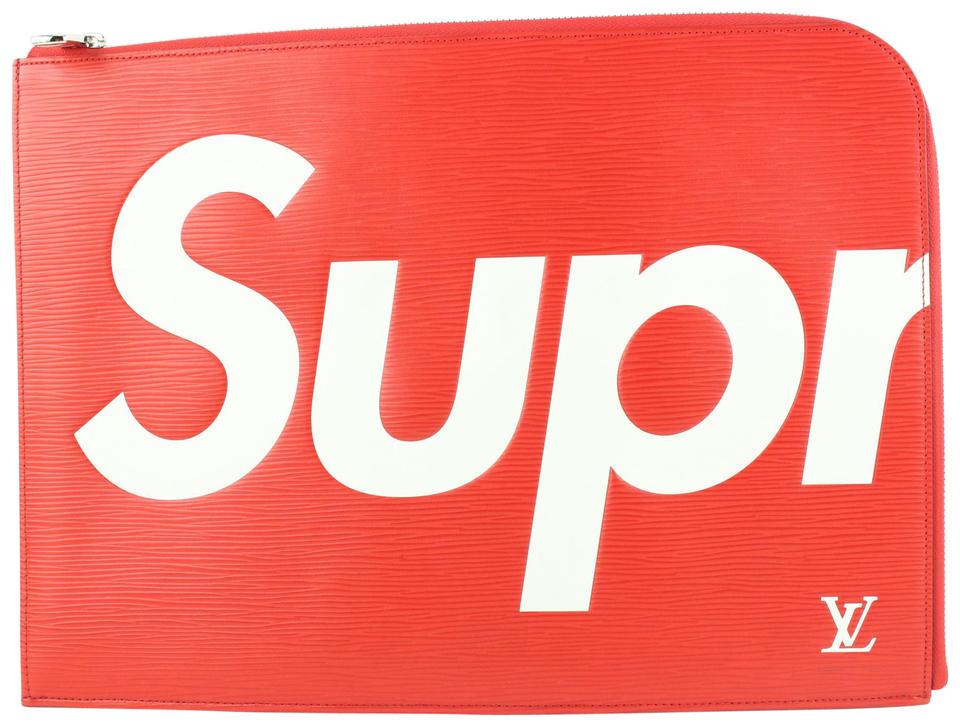 Louis Vuitton Supreme Red Epi Leather Pochette Jour GM Clutch Bag 600lvs615 Louis Vuitton Supreme Red Epi Leather Pochette Jour GM Clutch Bag 600lvs615