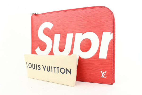 Leather clutch bag Louis Vuitton x Supreme Red in Leather - 33611496