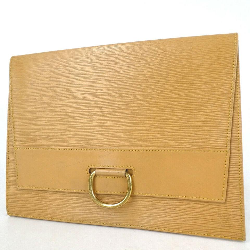 Louis Vuitton Porte Lena Fold Over Beige Epi Leather Clutch 872662 Louis Vuitton Porte Lena Fold Over Beige Epi Leather Clutch 872662