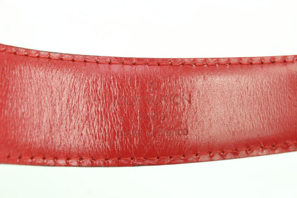 Louis Vuitton 85/34 Red Epi Leather Ceinture Belt Silver Buckle 95lk412s